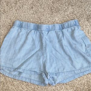 Blue & White Striped Shorts